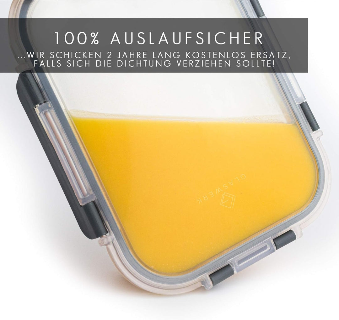 GLASWERK Meal Prep Boxen (3x 1040 ml) mit einer Kammer, Glasbehälter mit Deckel, Frischhaltedosen mi