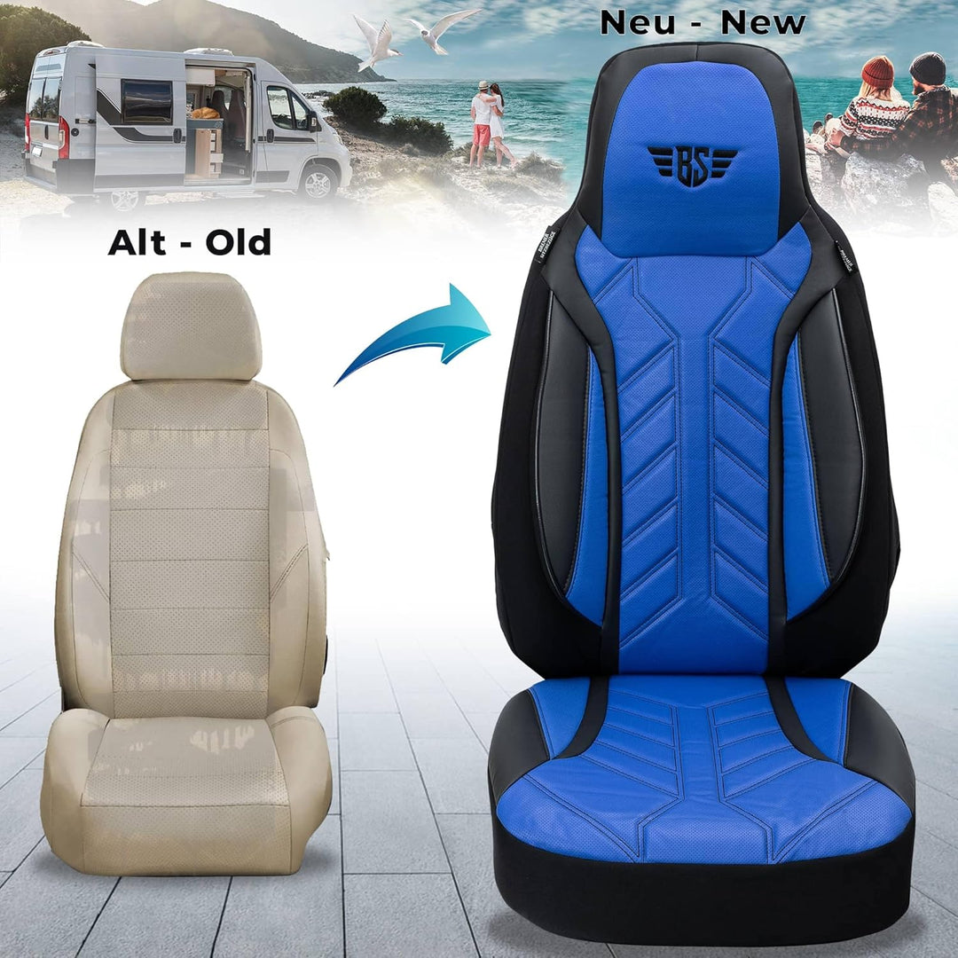 BREMER SITZBEZÜGE Wohnmobil Schonbezüge für FIAT Ducato Jumper Boxer DPL506 DPL506 - Schwarz/Blau, D