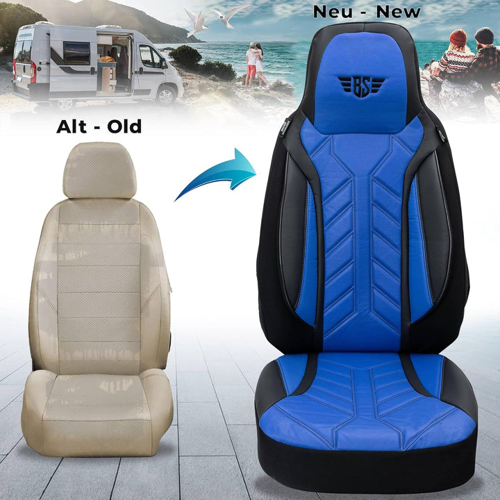 BREMER SITZBEZÜGE Wohnmobil Schonbezüge für FIAT Ducato Jumper Boxer DPL506 DPL506 - Schwarz/Blau, D