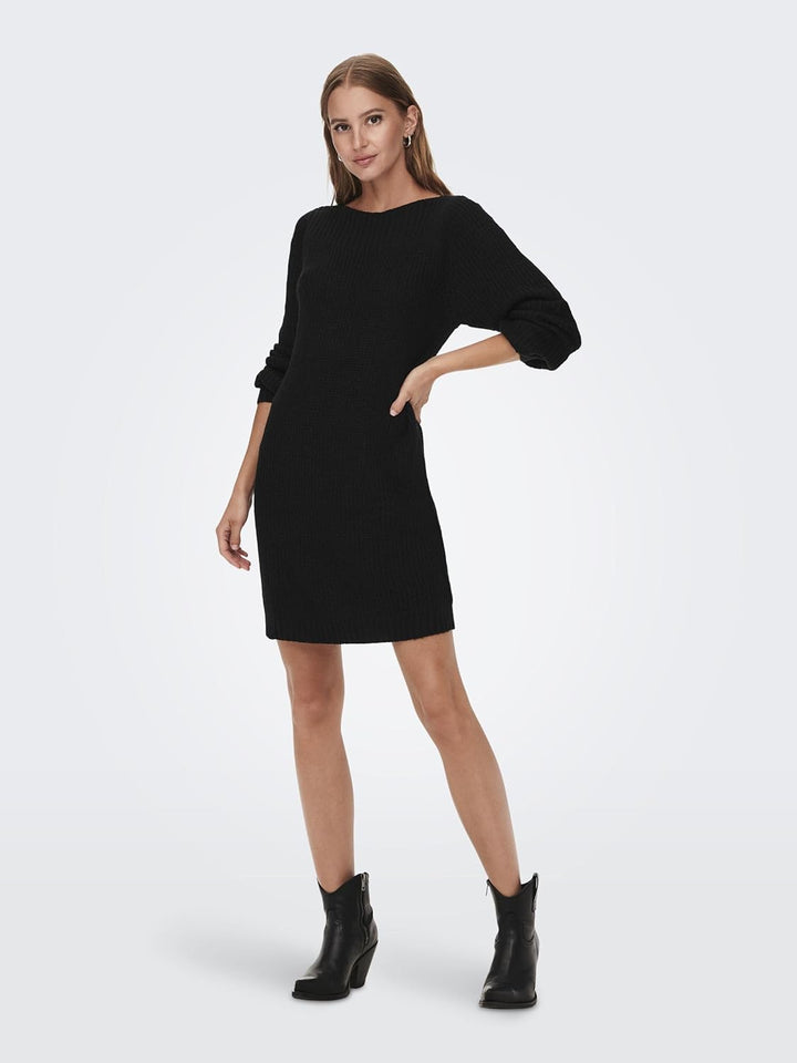 JdY Damen Jdywhitney Megan L/S Boat Dress KNT Noos Kleid M Schwarz, M Schwarz