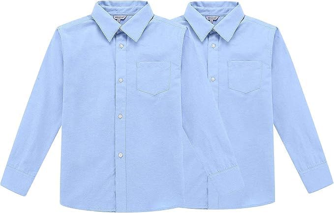 BIENZOE Jungen Schuluniform Lange Oxford Hemd 2Pcs Satz