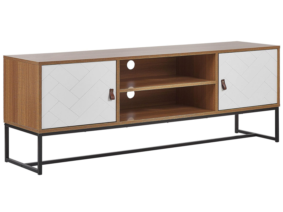 Modernes Lowboard heller Holzfarbton / weiss 2 Türen Nueva