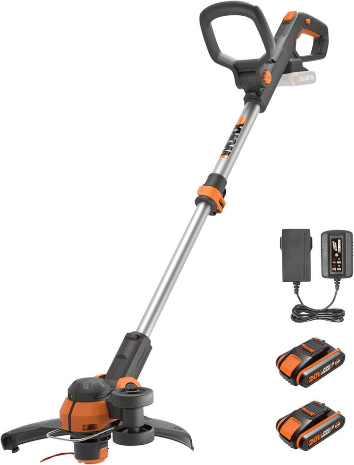 WORX WG163E Akku-Rasentrimmer und Kantenschneider Powershare 20V Li-Ion (inkl. 2X 2Ah Akkus und Lade