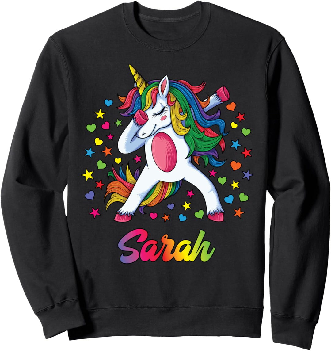 Sarah Personalisierter Name Einhorn Mädchen Geschenk Sweatshirt