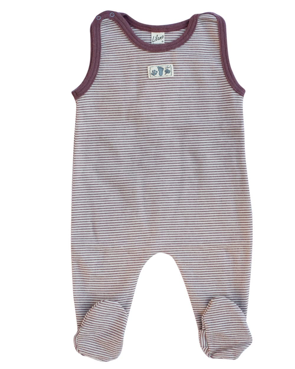 Lilano, Merino Strampler mit Fuss, 70% Wolle (kbT), 30% Seide, 210 gr./m² Mauve/Natur 50, Mauve/Natu