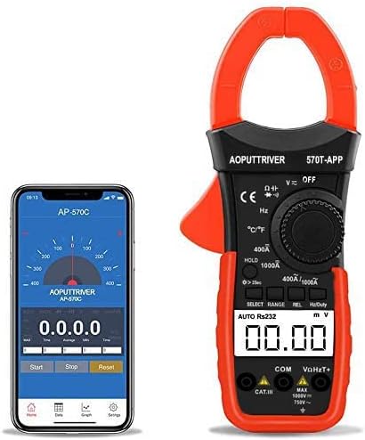 Digital Clamp Meter Stromzange Bluetooth AP-570T-APP 4000 Counts Auto Range AC/DC Spannung, Strom,Wi