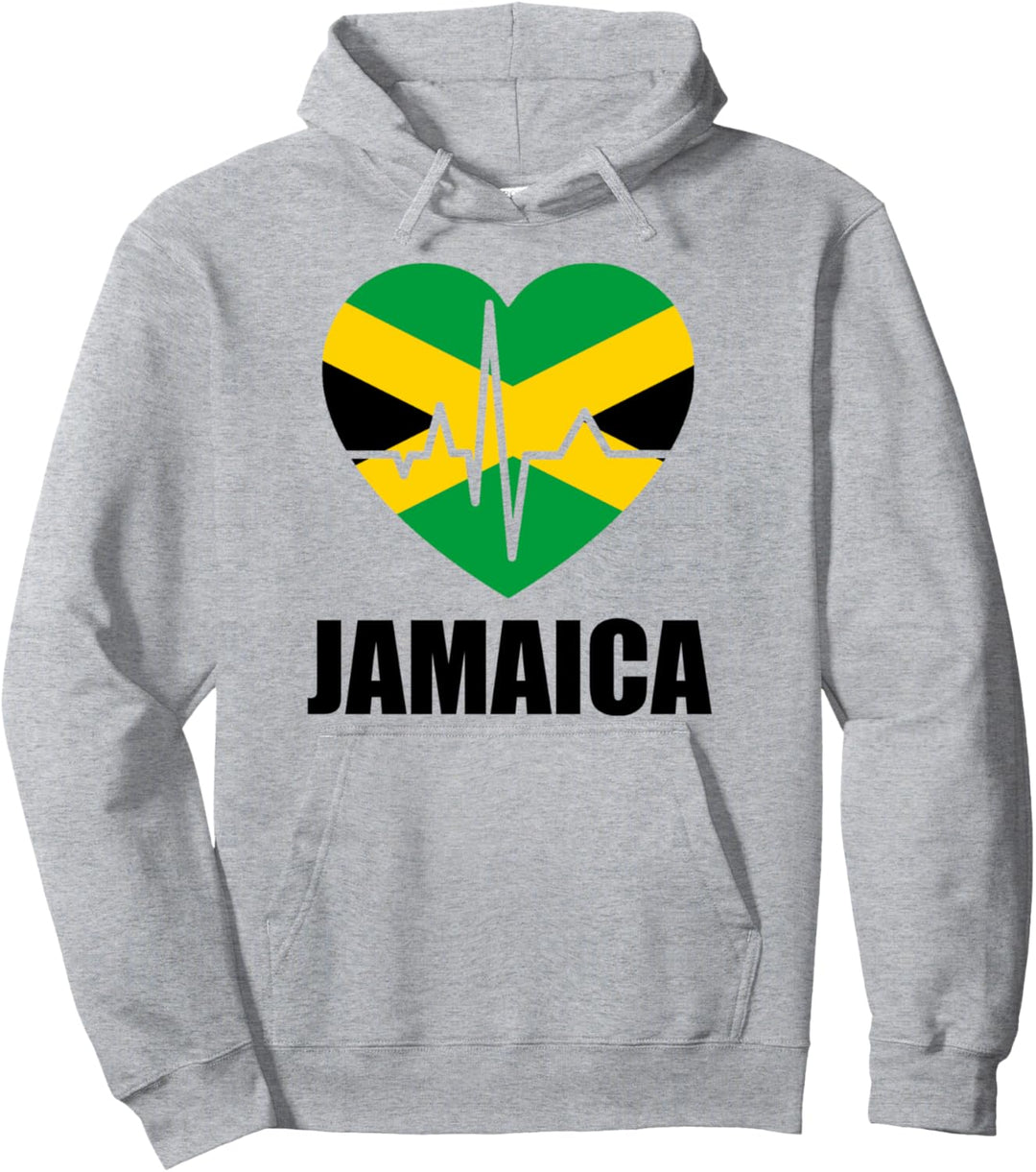 Jamaica Heartbeat Jamaican Flag Pullover Hoodie