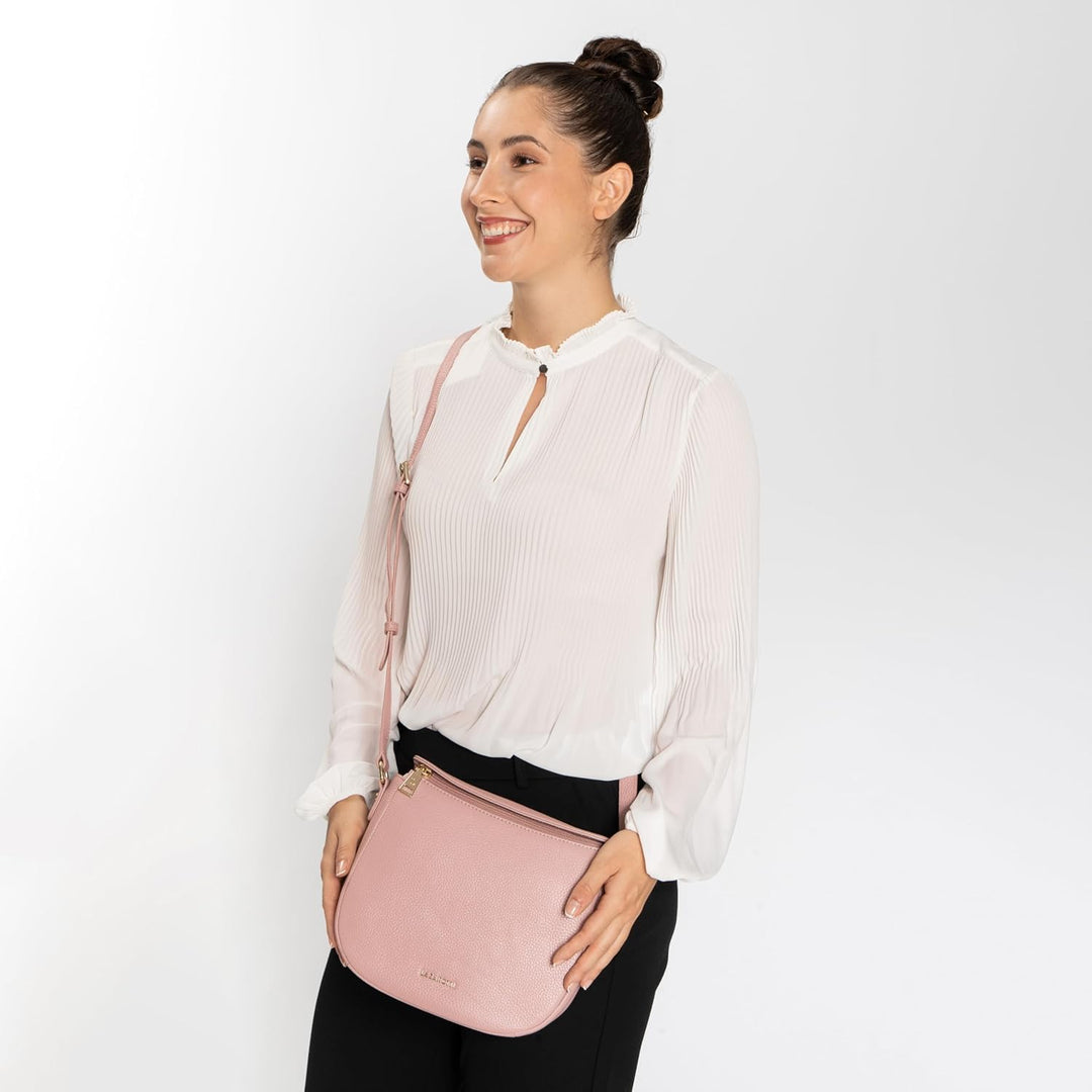Lazarotti Bologna Leder Umhängetasche Damen | verstellbarer Schultergurt | mittelgrosse Crossbody Ba