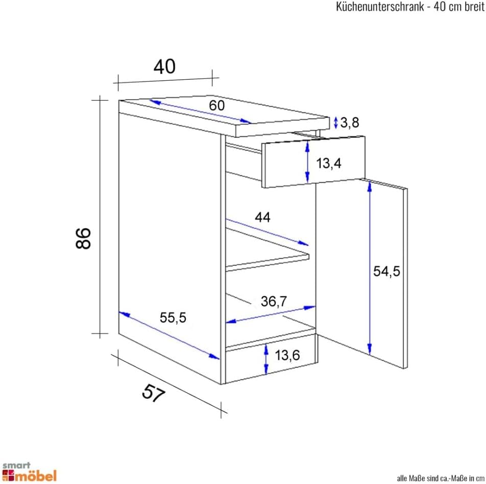 Unterschrank 40 cm Anthrazit - Lino
