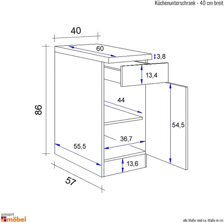 Unterschrank 40 cm Anthrazit - Lino