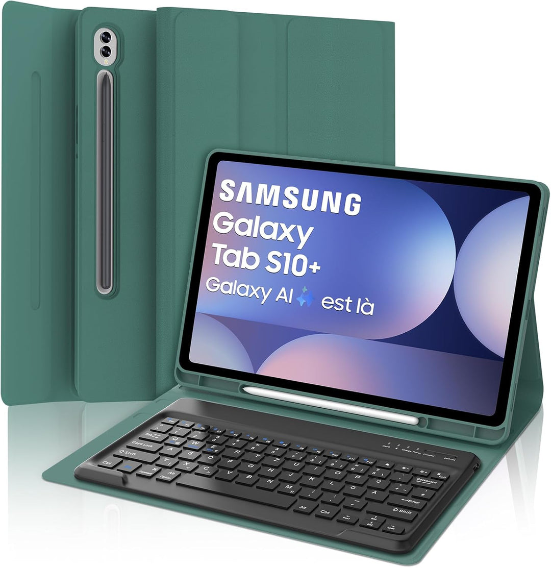 SENGBIRCH Tastatur Hülle für Samsung Galaxy Tab S10 Ultra 14,6 Zoll 2024 - Deutsche QWERTZ Tastatur,