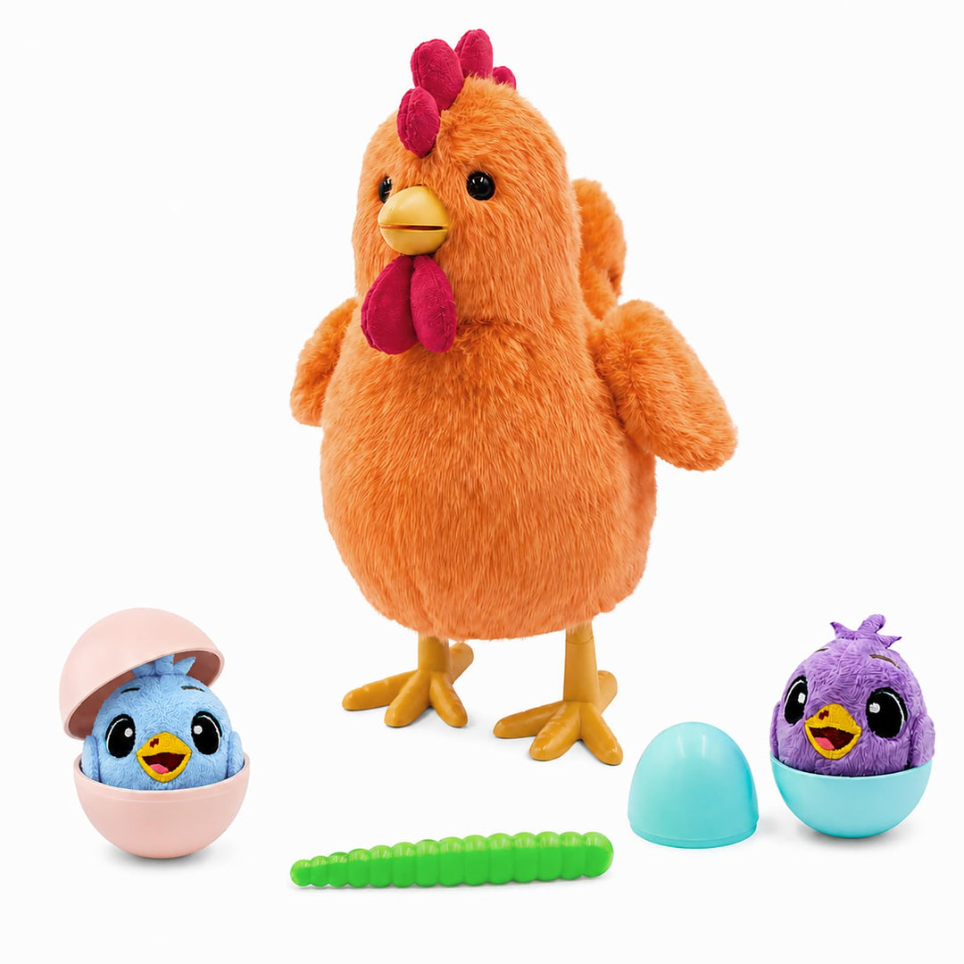 YH YUHUNG Interaktives Mama-Huhn Plüschspielzeug, Geht Singt und Legt Eier, Elektronisches Bauernhof