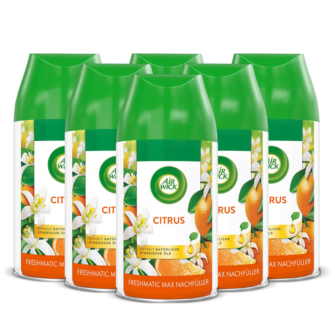 Air Wick Freshmatic Max Raumspray – Nachfüller für den Air Wick Freshmatic Max – Duft: Citrus – 6 x