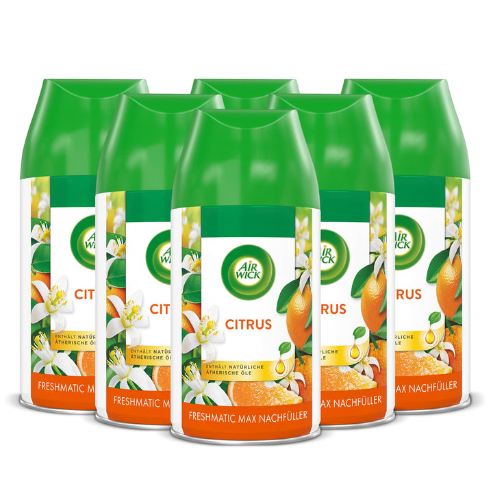 Air Wick Freshmatic Max Raumspray – Nachfüller für den Air Wick Freshmatic Max – Duft: Citrus – 6 x