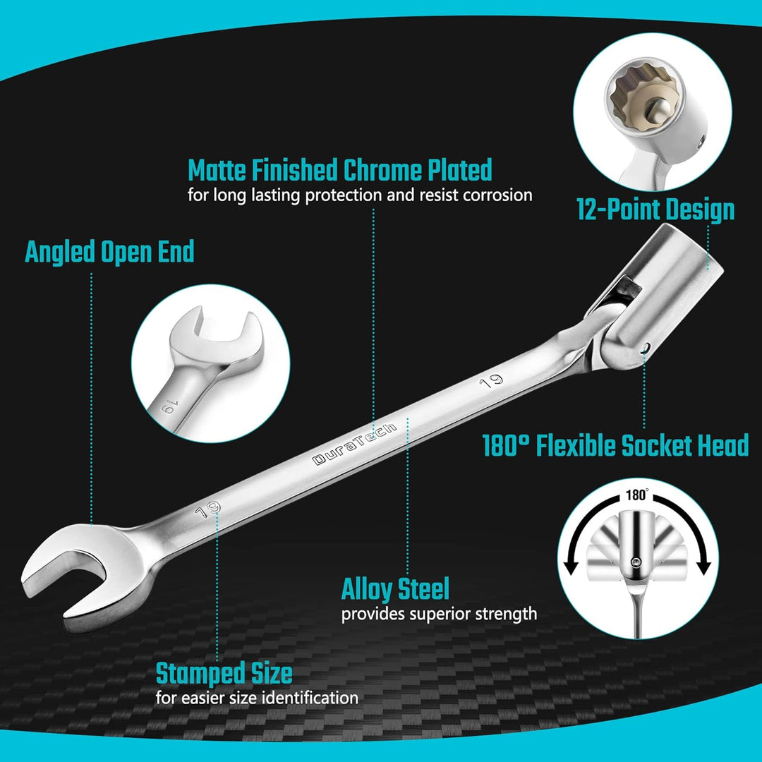 DURATECH Offener Ring-Steckschlüssel-Satz, Maul-Ringschlüssel mit flexiblen Köpfen Schraubenschlüsse