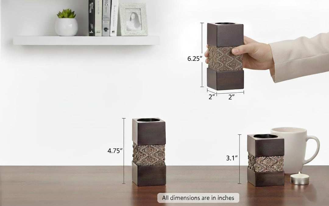 Teelichthalter, Tischdekoration, Geschenk-Set, 3 Stück, 5.1 x 5.1 cm x 8.1 cm, 11.9 cm, Tafelaufsätz