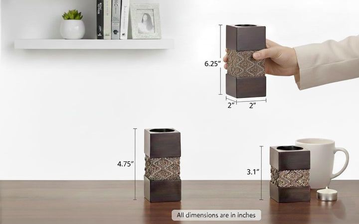 Teelichthalter, Tischdekoration, Geschenk-Set, 3 Stück, 5.1 x 5.1 cm x 8.1 cm, 11.9 cm, Tafelaufsätz