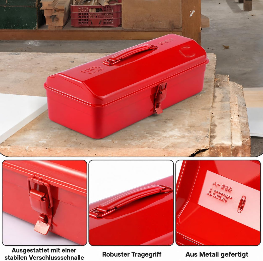 Werkzeugkoffer leer Gross Werkzeugbox 37×16×12cm Robust Langlebig Metall Werkzeugkasten mit Tragegri