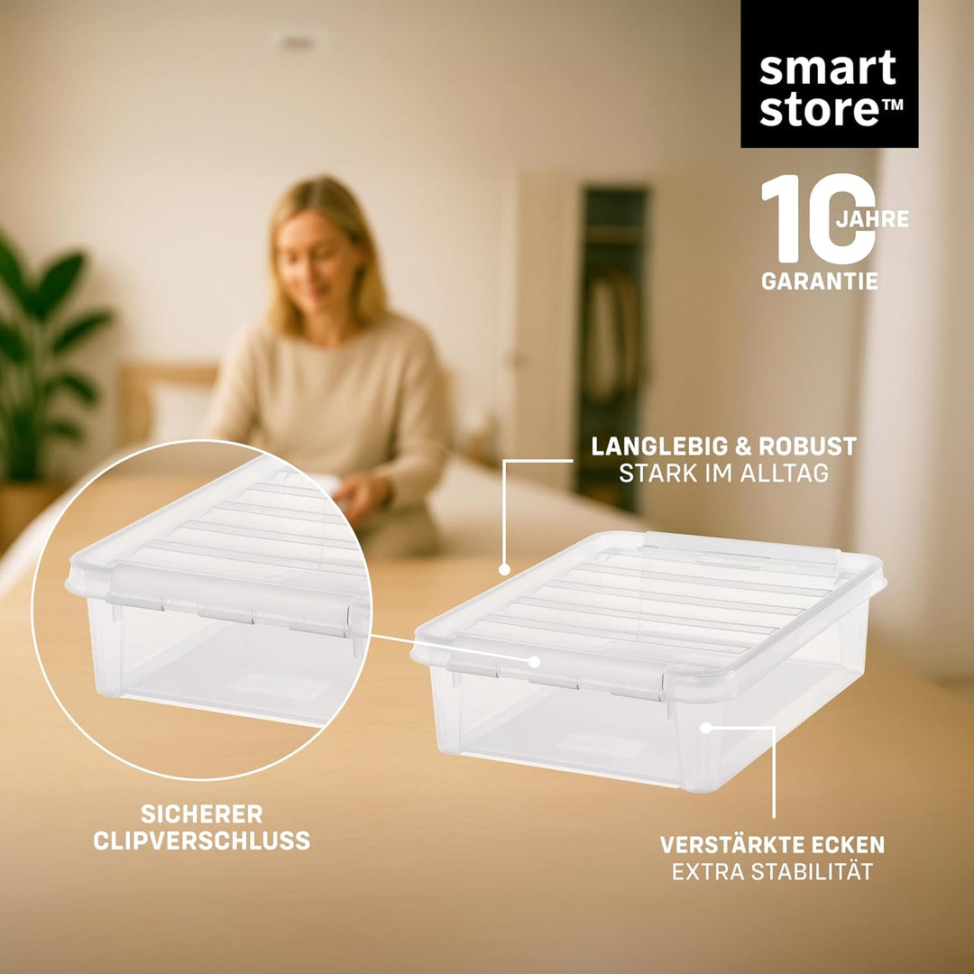 SmartStore Aufbewahrungsbox mit Deckel gross 8 L – 10 transparente und stapelbare Plastik Boxen mit