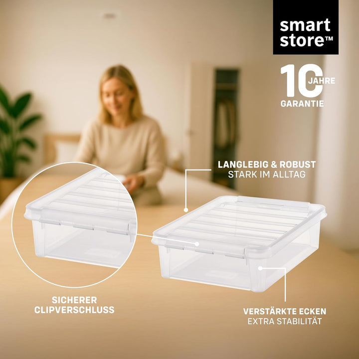 SmartStore Aufbewahrungsbox mit Deckel gross 8 L – 10 transparente und stapelbare Plastik Boxen mit