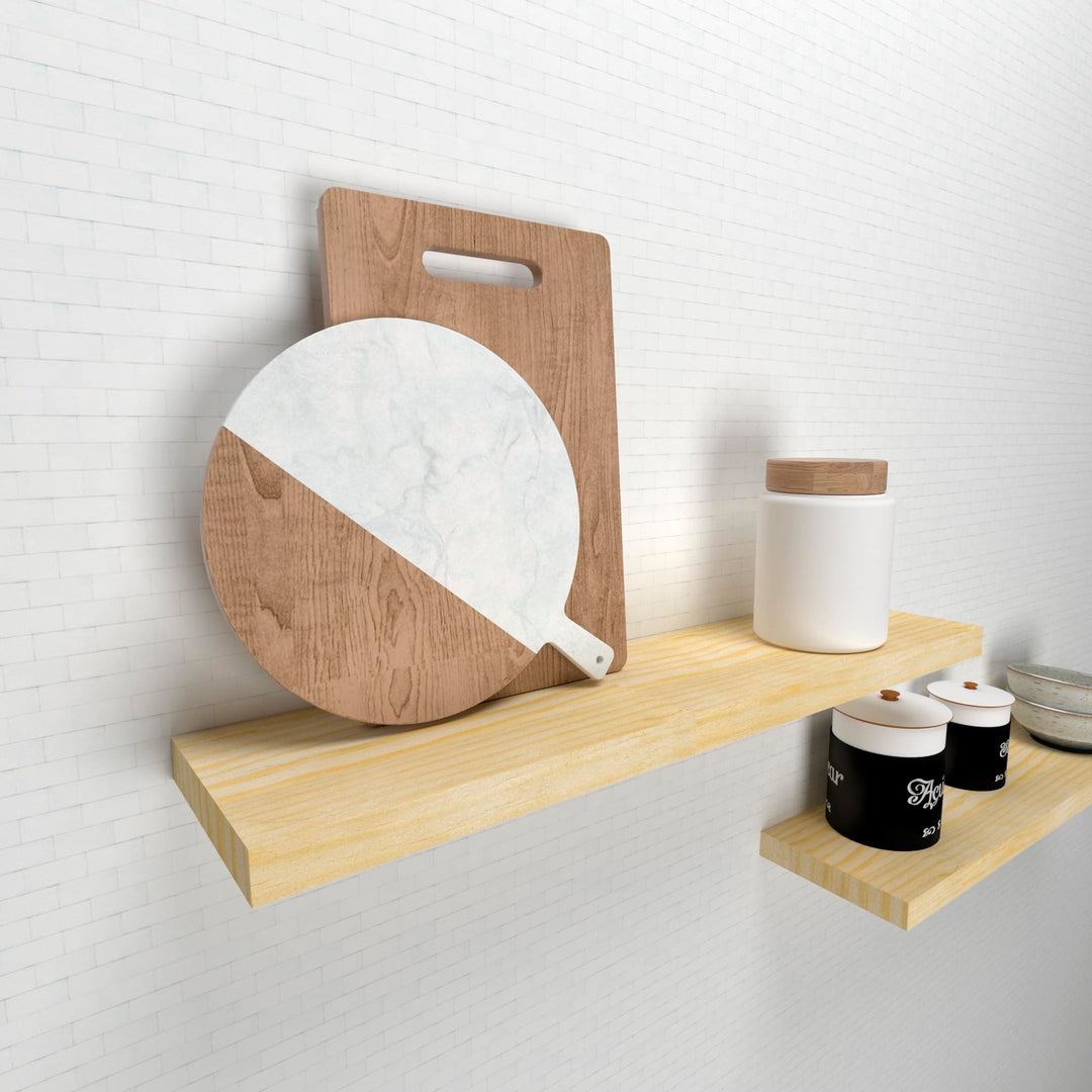 Henor Wandregal Holzwandregal 50 x 15 x 3 cm. Laden Sie 30 kg. Kiefernholz Natur 50 Kiefer F-15 Cm.,