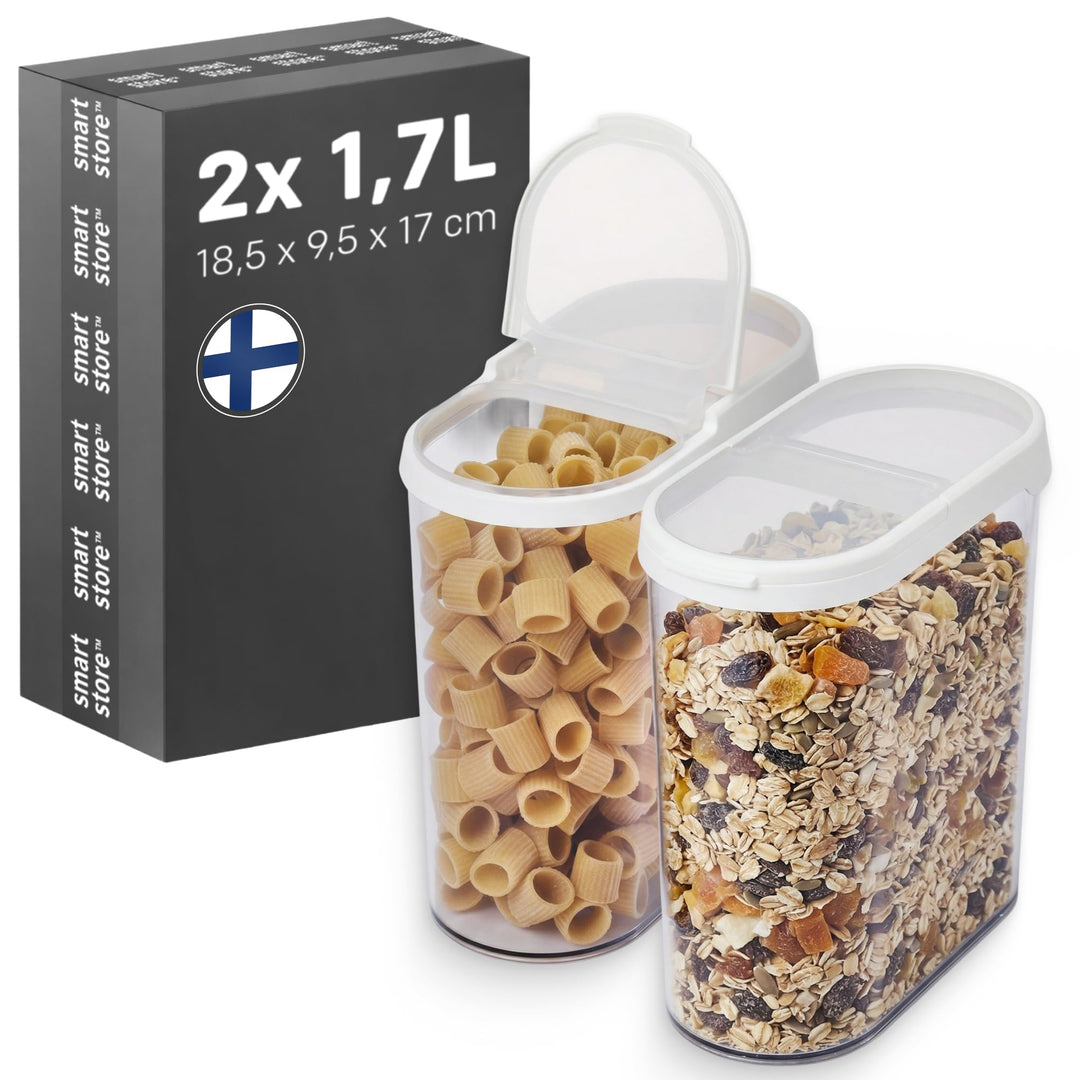 SmartStore Vorratsdose, 2er Set, BPA-frei, 1,7L, Vorratsbehälter mit Deckel I Stapelbar, Transparent