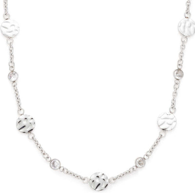 Leonardo Jewels Milou Halskette, Kette aus Edelstahl mit Zirkonia Steinen, Plättchen, silber, 45-50