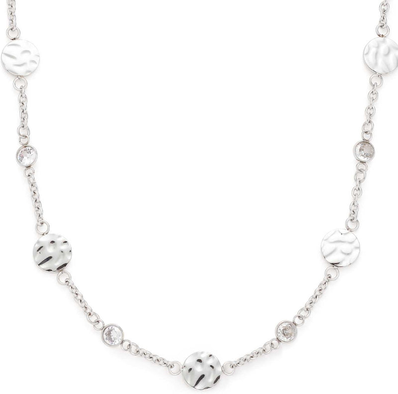 Leonardo Jewels Milou Halskette, Kette aus Edelstahl mit Zirkonia Steinen, Plättchen, silber, 45-50