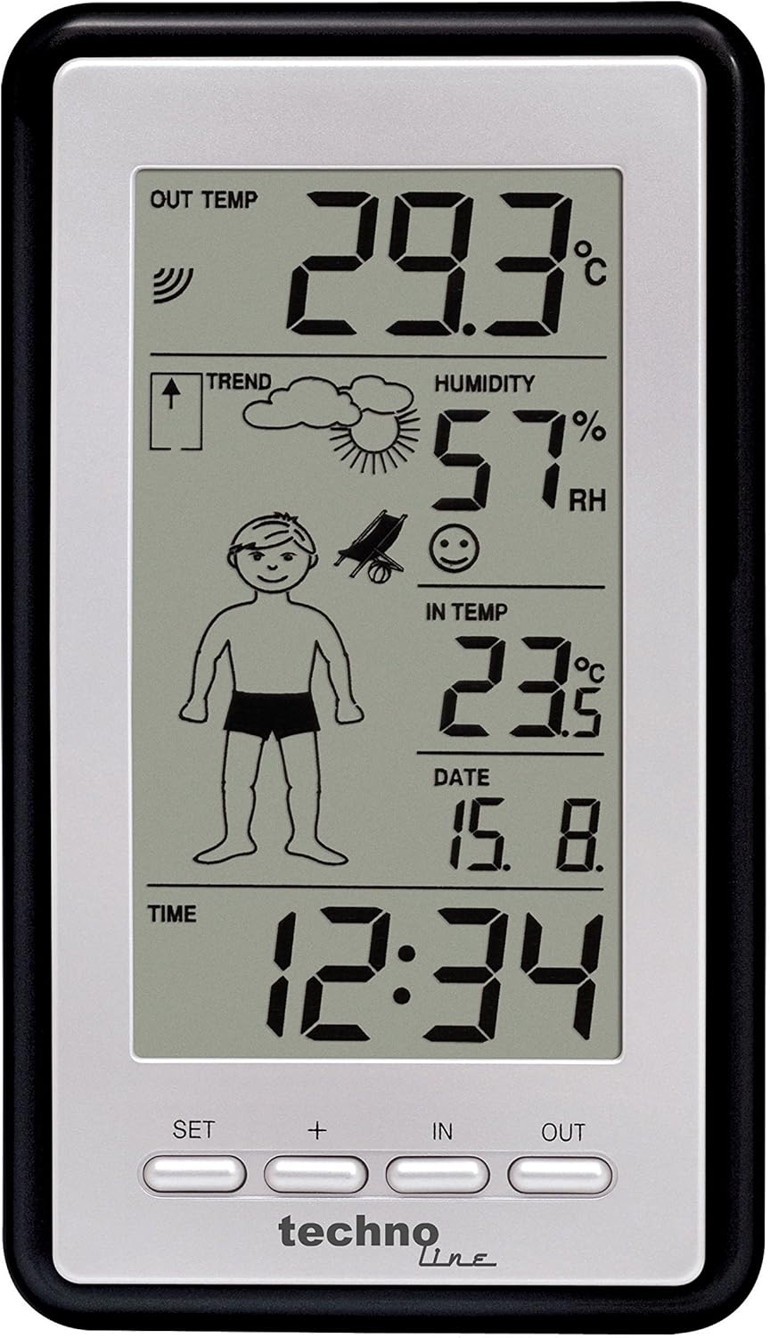 Technoline WS 9632 Wetterstation mit Vorhersage, grau & TFA Dostmann Schutzhülle für Sender Artikel,