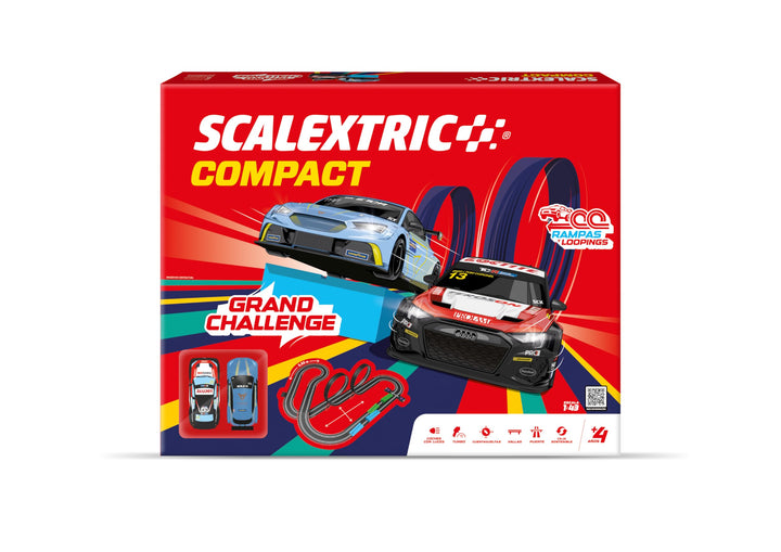 SCALEXTRIC - Kompakte Rennstrecke - Komplette Rennstrecke - 2 Autos und 2 Fernbedienungen im Lieferu