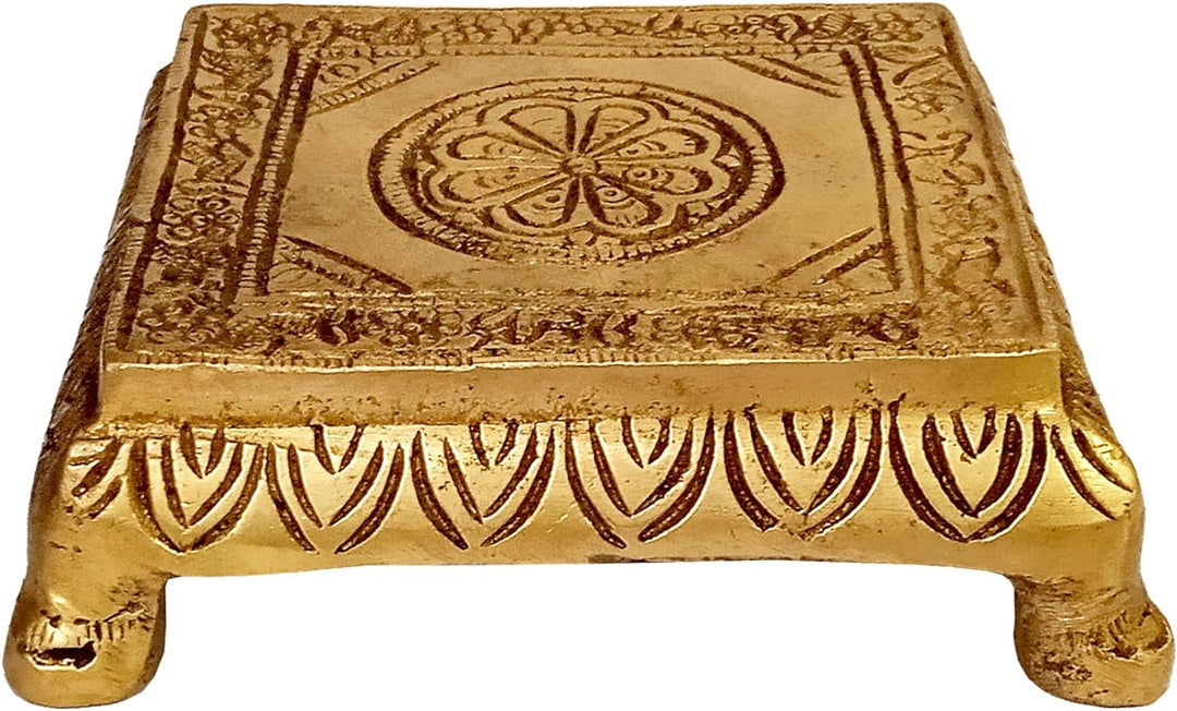 Purpledip Chowki Aasan Gaddi Messing-Plattform, klein, quadratisch, für Tempelstatuen oder Artefakte