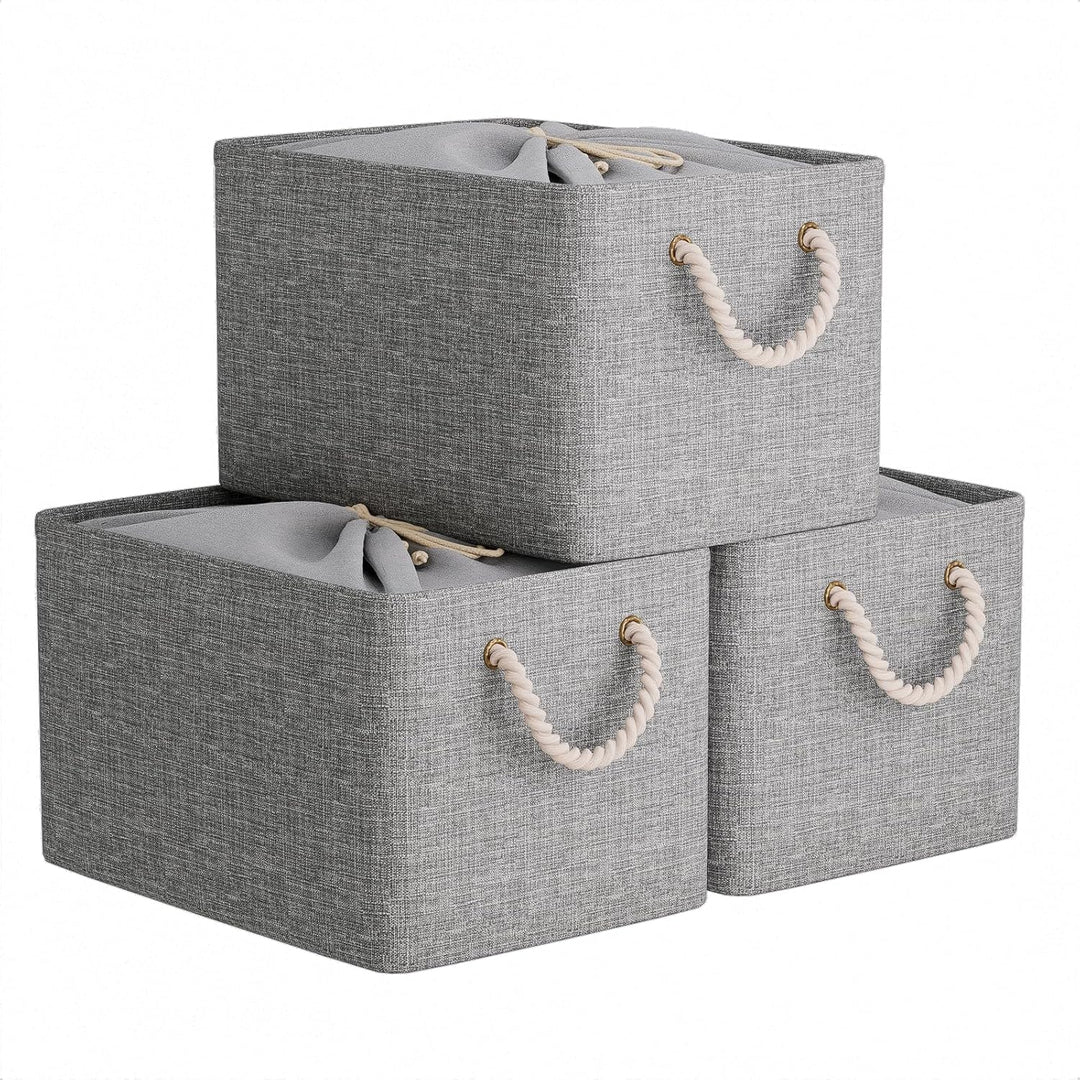 OUTBROS grosser Aufbewahrungskorb, 34 x 24 x 20 cm Stoff Aufbewahrungsbox mit Kordelzug und Griff, f