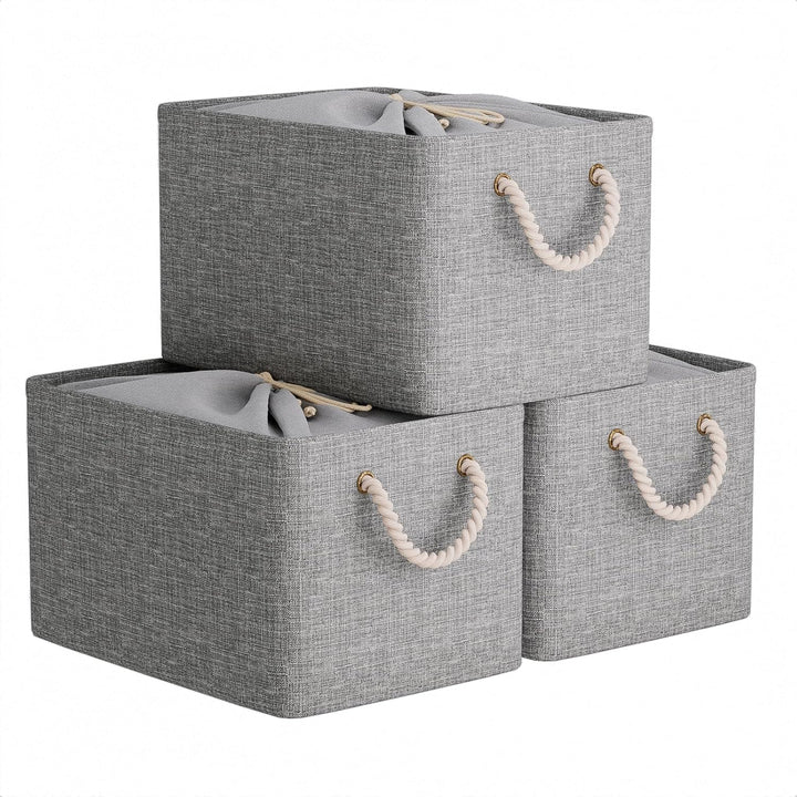 OUTBROS grosser Aufbewahrungskorb, 34 x 24 x 20 cm Stoff Aufbewahrungsbox mit Kordelzug und Griff, f
