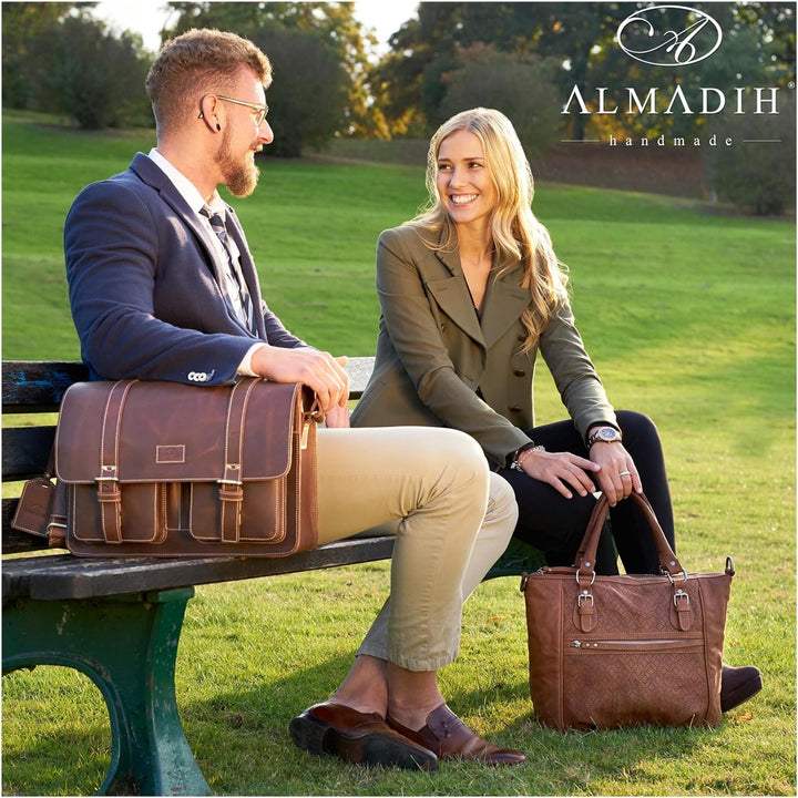 ALMADIH Leder Messenger *TOM* handgefertigt robustes Premium Rindsleder braun Vintage Sattlerqualitä