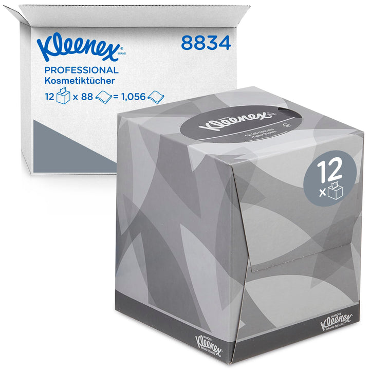 Kleenex Kosmetiktücher / Taschentücher Box 8834 - weich, robust und saugfähig - 12 x 88 (1056 Papier