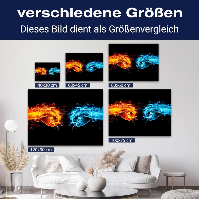 wandmotiv24 Leinwand-Bilder Sport, Grösse 60x45cm, Querformat, Kampf der Elemente, Bandagen, Boxen,