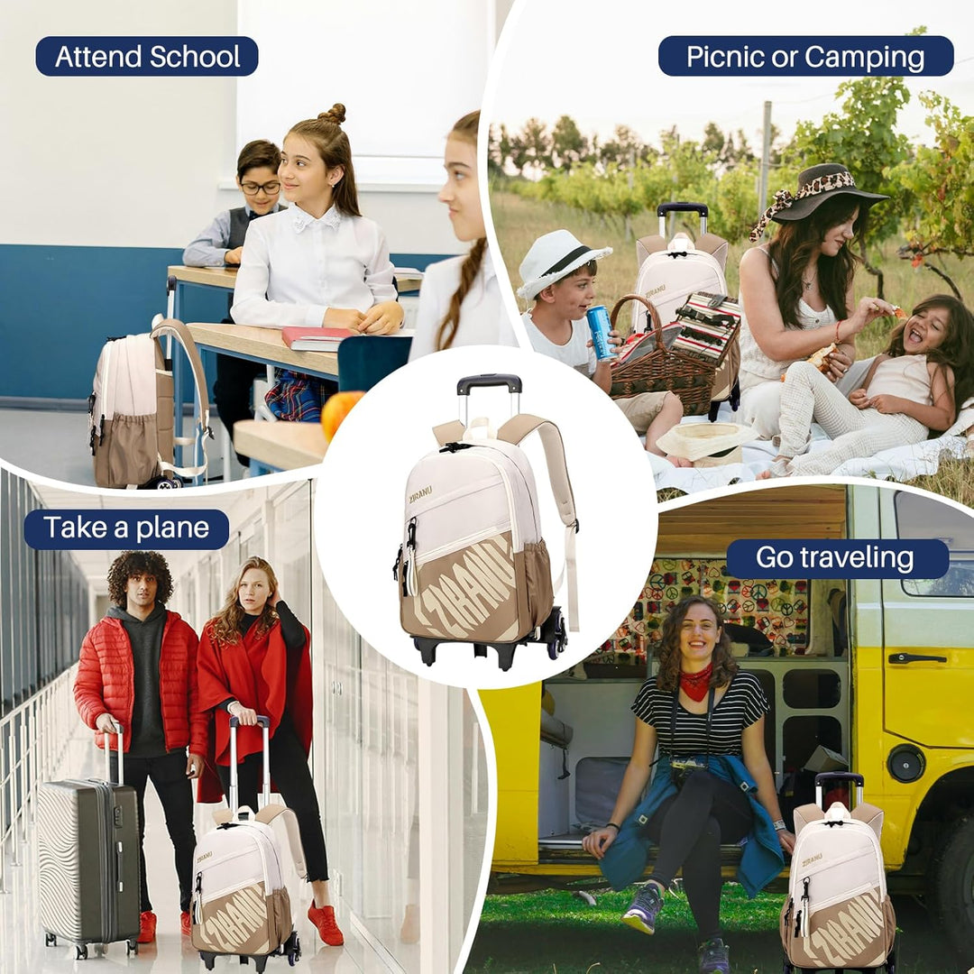 Schulrucksack Teenager Rucksack mit Rollen Kinder Schultasche Trolley Schulranzen mit Rollen Jungen