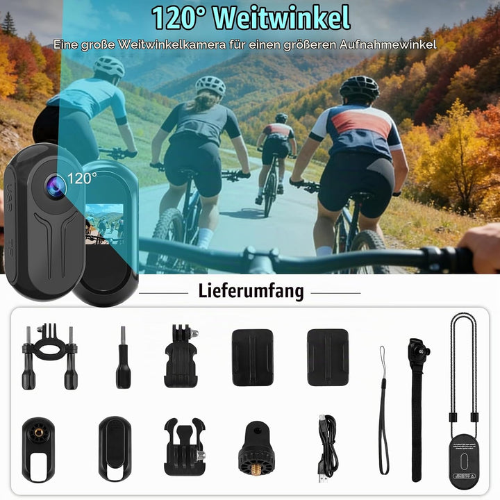 OBEST Mini Action Cam WiFi Action Kamera 2K Bodycam Körperkamera mit Bildschirm, Magnetisch Motorrad