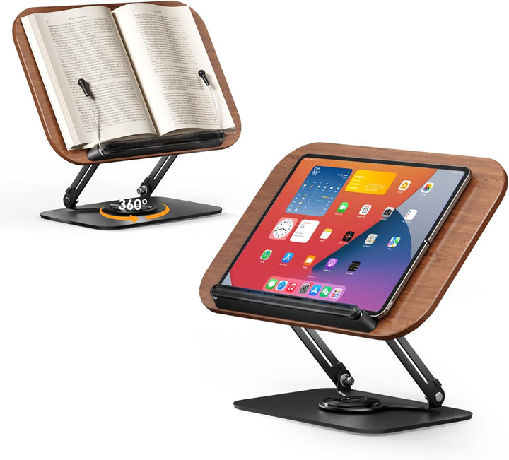 SupeDesk Buchständer zum Lesen,verstellbarer Holz-Buchhalter Leseständer,360° drehbar,faltbar,Kochbu