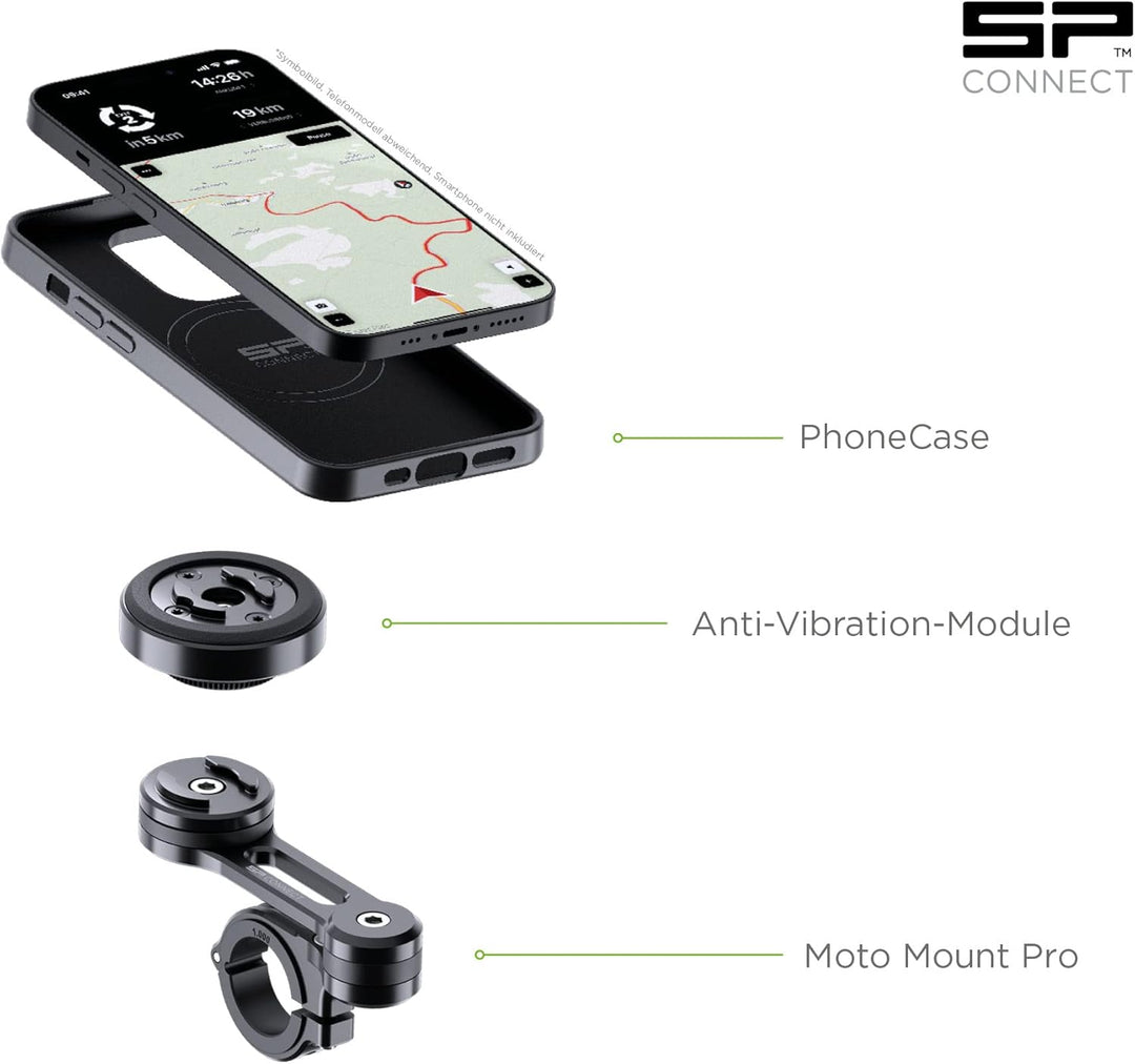 SP CONNECT Moto Bundle II mit Anti Vibration Module | SPC+ | Universal Phone Case SPC+ L | Universal