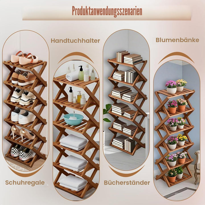 Kiss Me Faltbares Schuhregal, klein, vertikales Schuhregal aus Holz, kleines Schuhregal für engen Ra