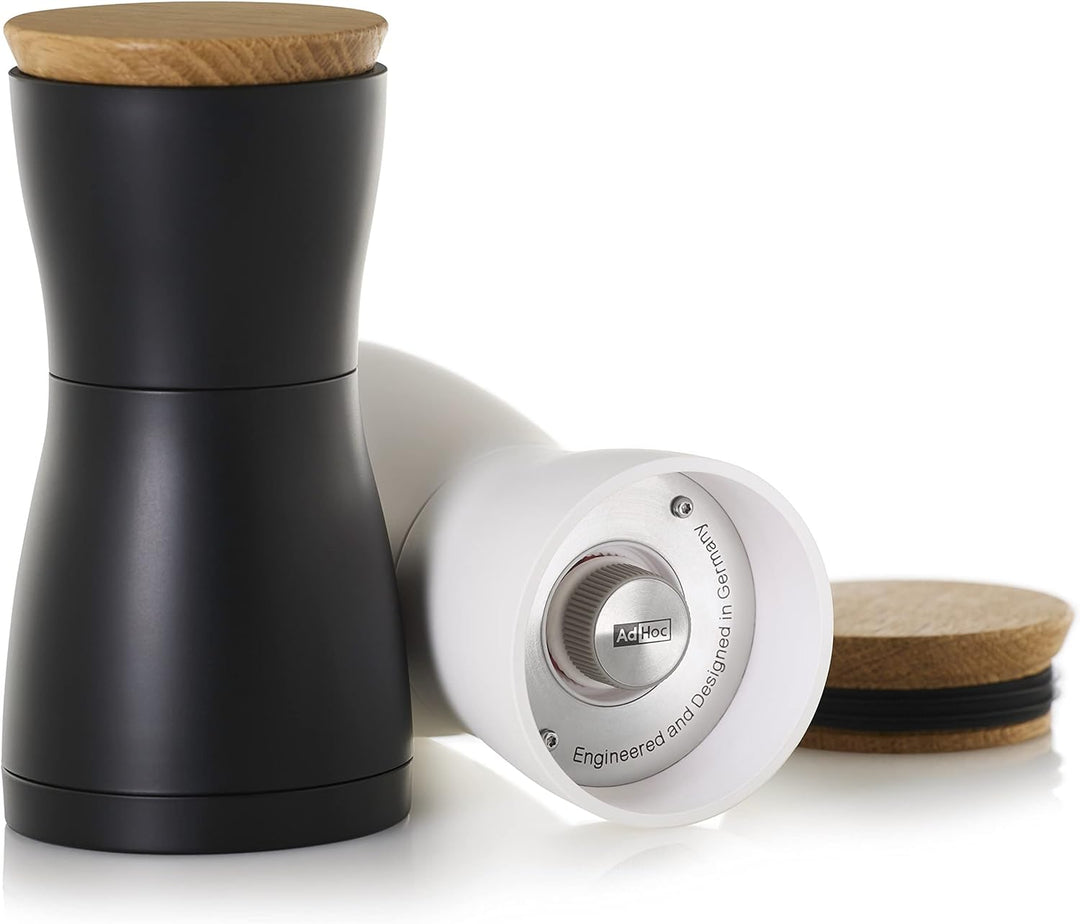AdHoc MP127 Set Pfeffer- und Salzmühle Twin, CeraCut® Keramik Mahlwerk, black&white, Black&white