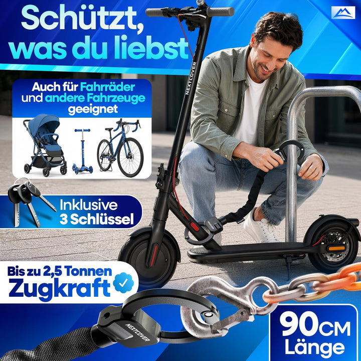 NEXTCOVER® E-Scooter Schloss mit Tasche [Steel-Secure-Technologie] | Handschellenschloss inkl. Trans