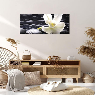 Panorama Bilder auf Leinwand 100x40cm Leinwandbild Spa Orchidee Steine Wasser Gross Wanddeko Bild Sc