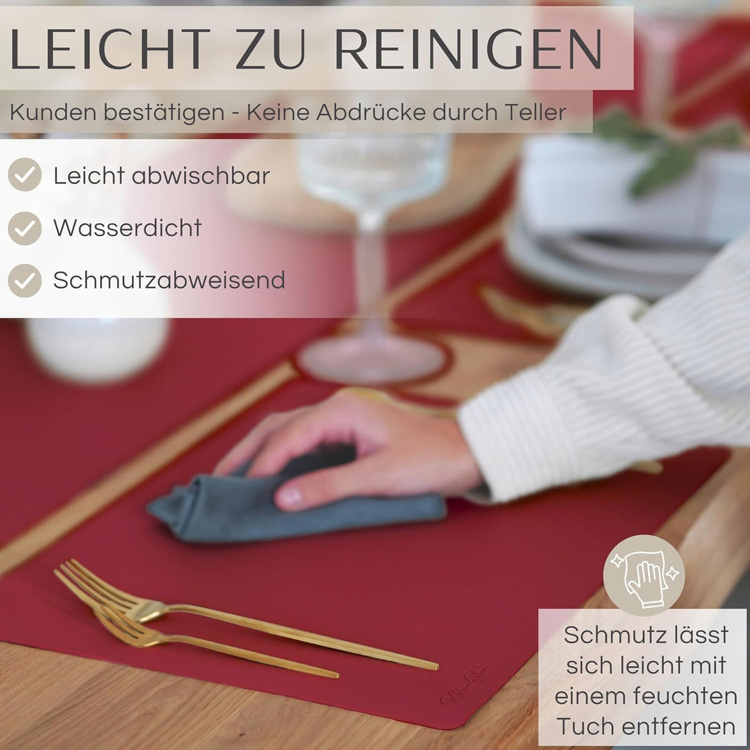 Mahewa® 6er Set Premium Tischset aus Kunstleder - Platzset abwaschbar und wasserdicht - Platzdeckche