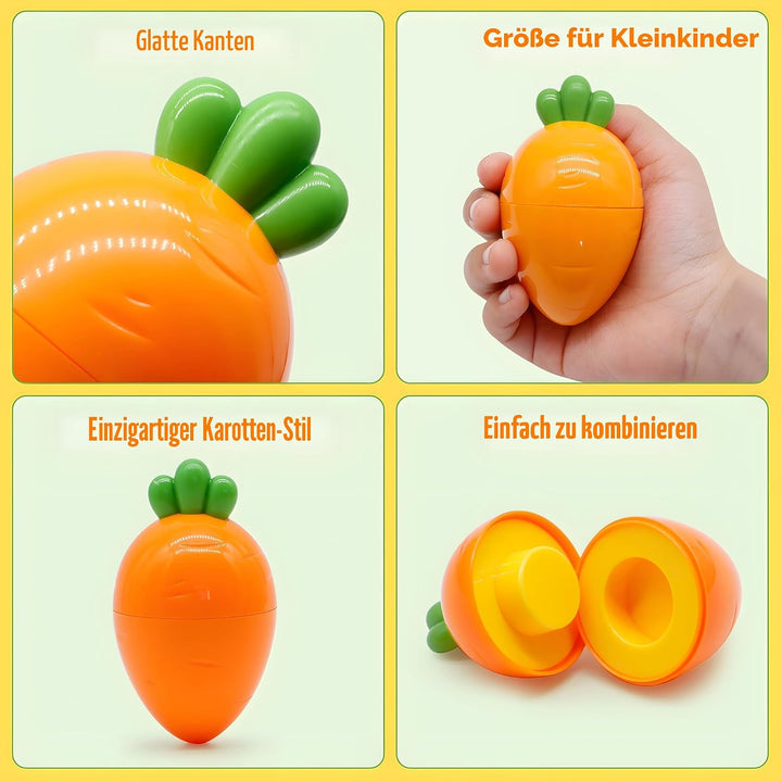 MOONTOY Montessori Spielzeug 1 2 3 Jahre, 12 Pcs Karotten Baby Motorik Passende Eier für 12 18 Monat