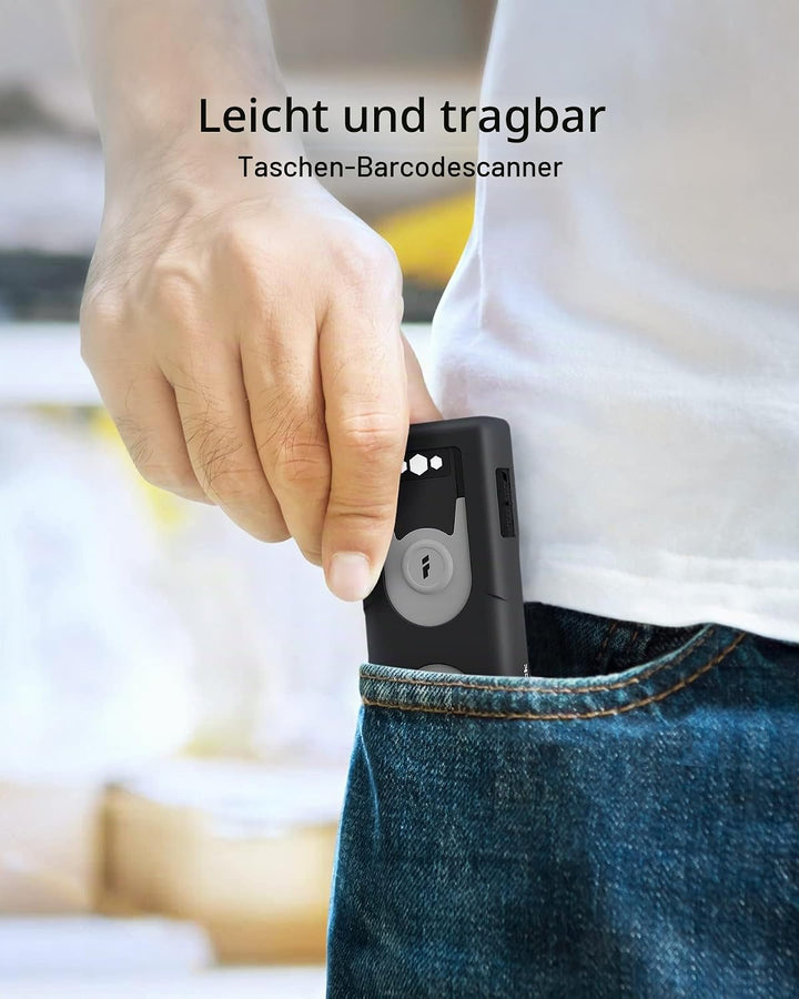 Inateck Barcode Scanner Bluetooth 1D mit 2,4Ghz USB Adapter, liest Barcodes von Bildschirmen, Exklus