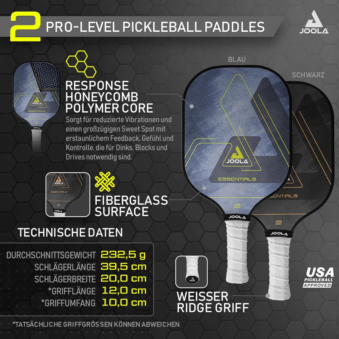 JOOLA Pickleball Essentials Paddle Schläger mit Fiberglas-Oberfläche, Polymer-Kern und USAPA-Zertifi