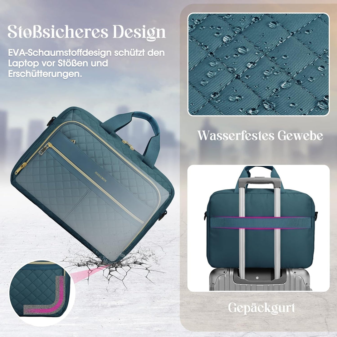 IGOLUMON Laptoptasche Damen 17 Zoll/15,6 Zoll Aktentasche Wasserdichte Laptop Notebook Tasche Arbeit