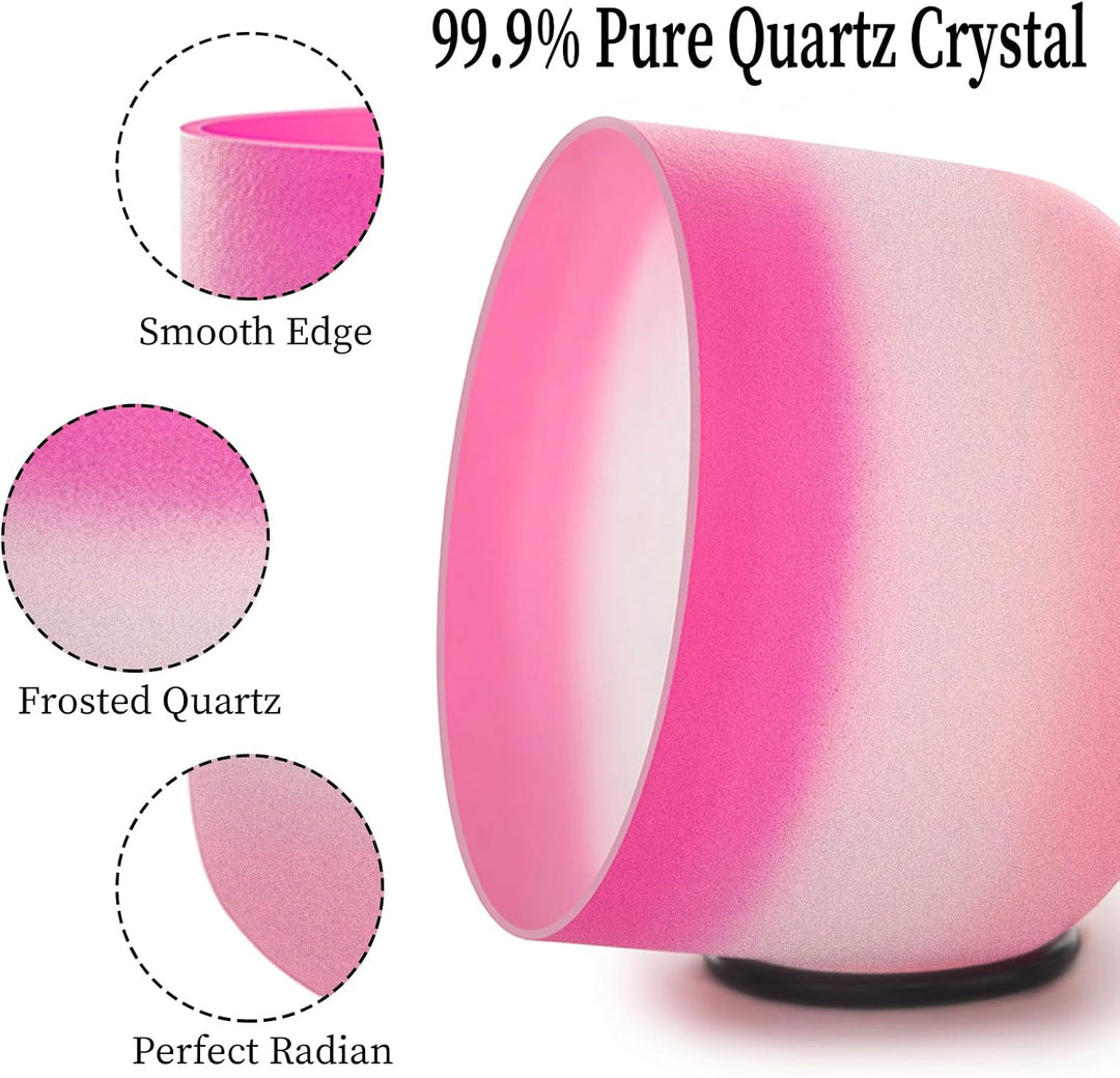 KVKA 20cm Klangschalen, 432Hz 8 inch C note Half-pink Design Chakra Klangschale für Yoga Meditation